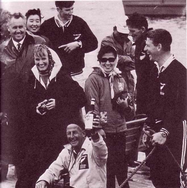 Ralph Roberts (right) FD reserve when Helmer Perdersen (second right) and Earle Wells won the Gold medal at the 1964 Olympics, Tokyo © SW